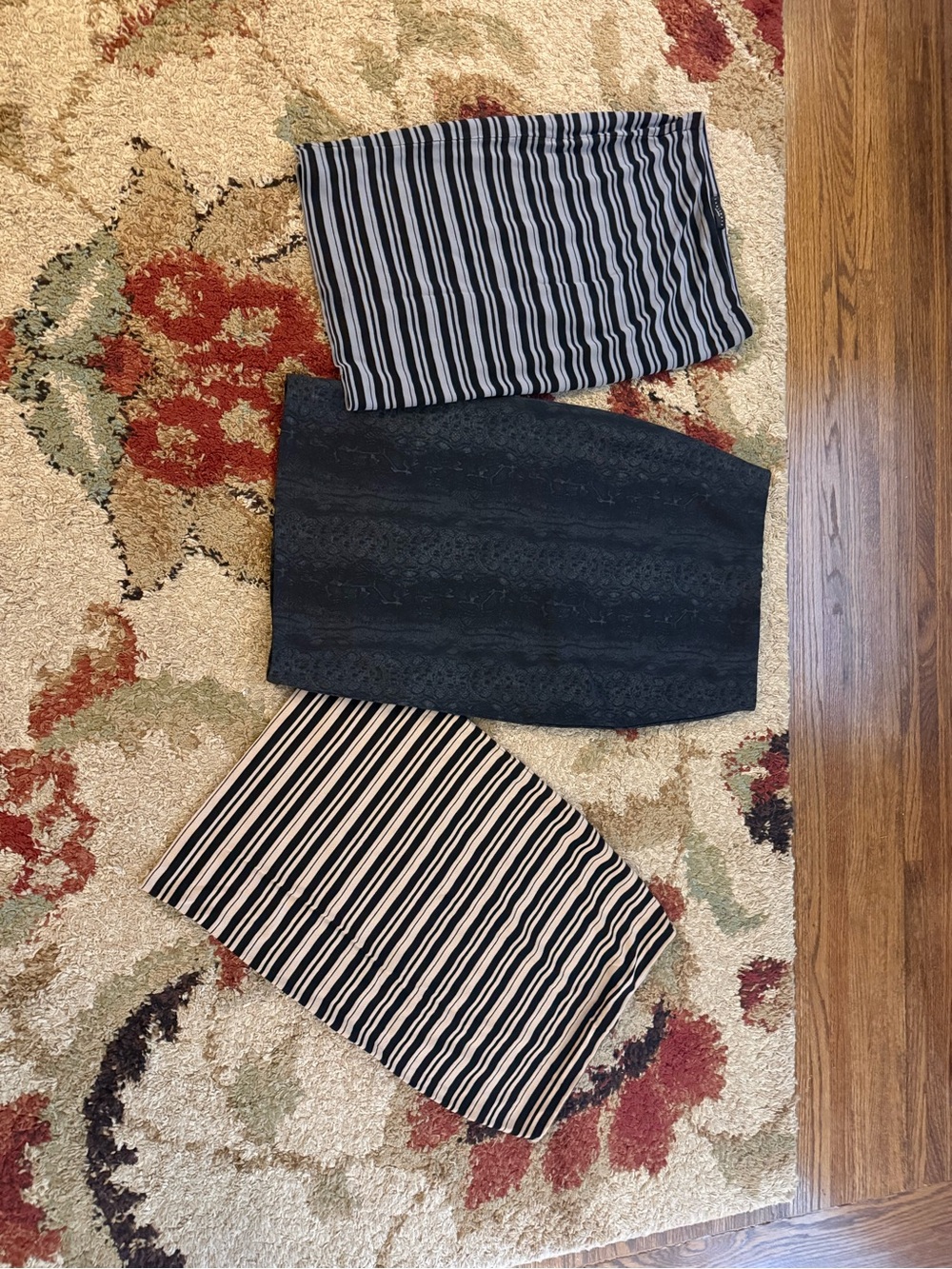 Sanctuary Black & Grey, Black & Cream Striped and Print Pencil Skirts